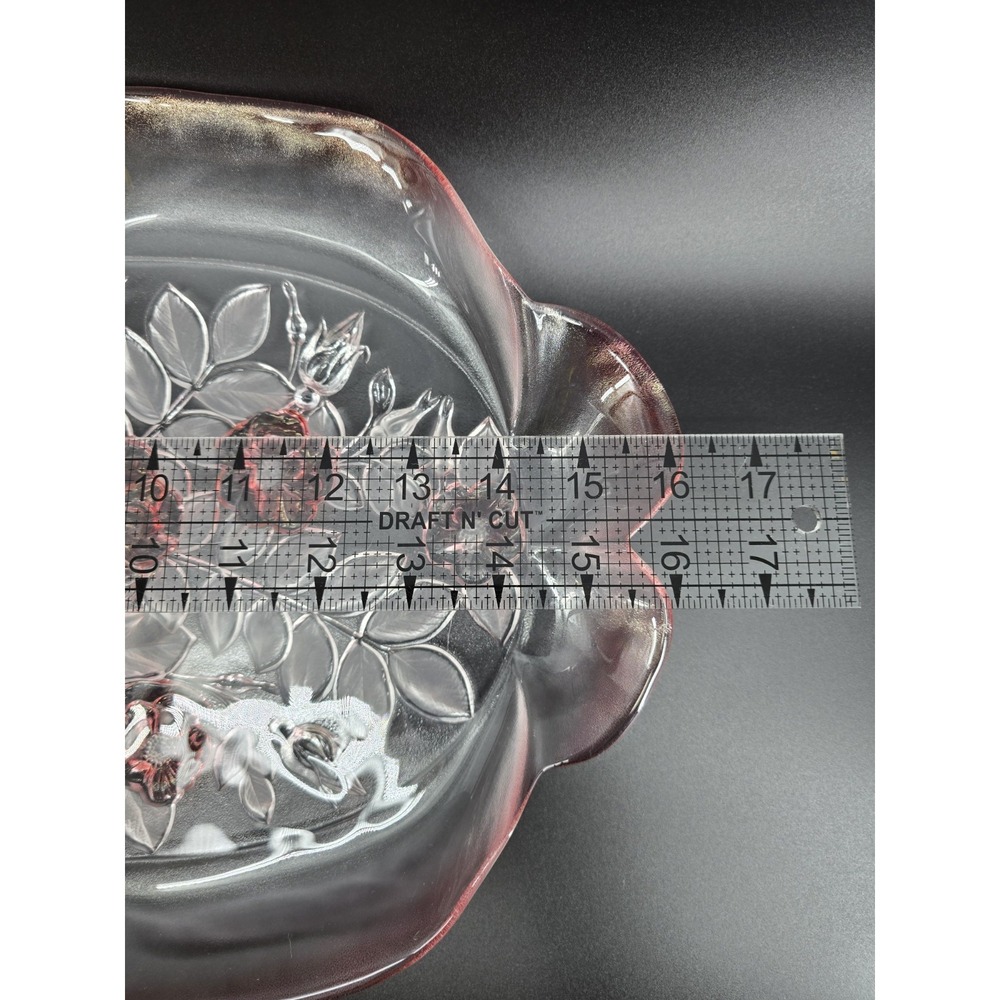 Vtg Mikasa Rosella Serving‎ Tray Walther Glass Pink Crystal 16x11" 3D Bottom - Picture 5 of 5